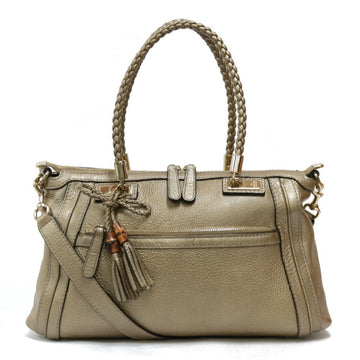 Gucci Shoulder Bag Bamboo 2way Handbag Gold Ladies
