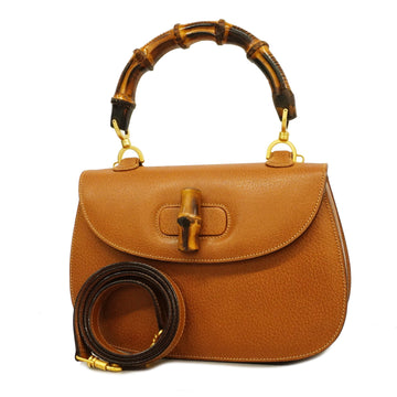 Gucci 2way Bag Bamboo 000 2029 0633 Leather Brown Gold metal