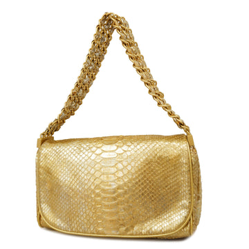 CHANELAuth  Chain Shoulder Women's Leather Shoulder Bag Gold