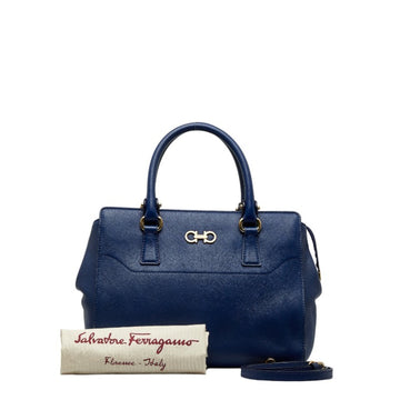 SALVATORE FERRAGAMO Gancini Handbag Shoulder Bag GG-21F317 Blue Leather Ladies