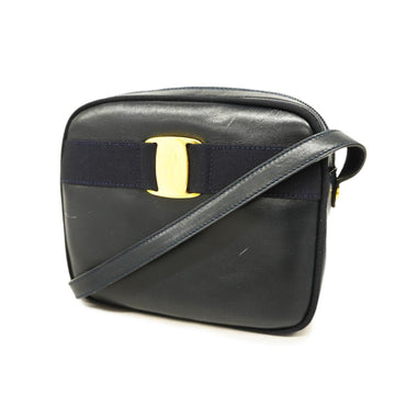 SALVATORE FERRAGAMO Shoulder Bag Vara Leather Navy Ladies