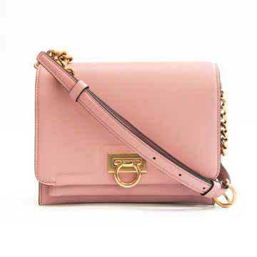 SALVATORE FERRAGAMO Gancini EZ 21 I163 Women's Leather Shoulder Bag Pink