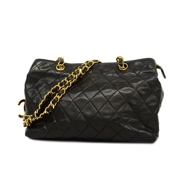 CHANEL Shoulder Bag Matelasse Chain Lambskin Black Gold Hardware Women's