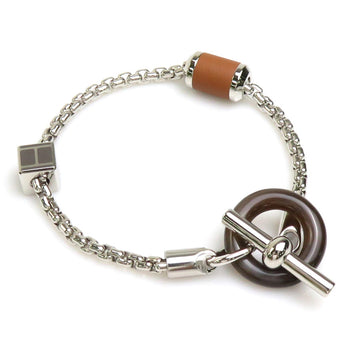 HERMES bracelet merimero metal silver/brown/gray men's