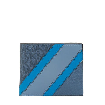 MICHAEL KORS BLLFLD W COIN PKT MK Signature Bifold Wallet 36R3LCOF3U Blue PVC Leather Women's