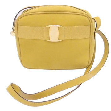 Salvatore Ferragamo Shoulder Bag Vala Mustard Yellow Suede Ladies