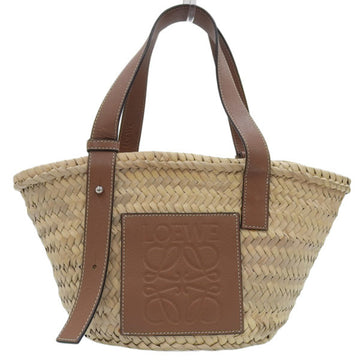 LOEWE Raffia Leather Basket Small Handbag Natural Brown Ladies
