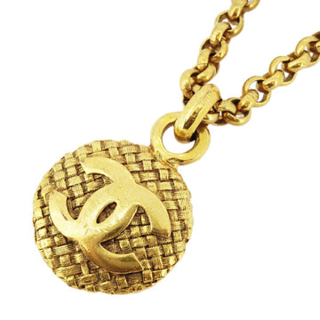 CHANEL Necklace Vintage Coco Mark Round Circle GP Plated Gold Ladies