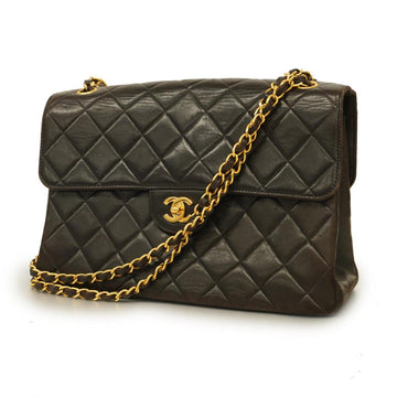 CHANEL Shoulder Bag Matelasse Double Face W Chain Lambskin Black Gold Hardware Women's