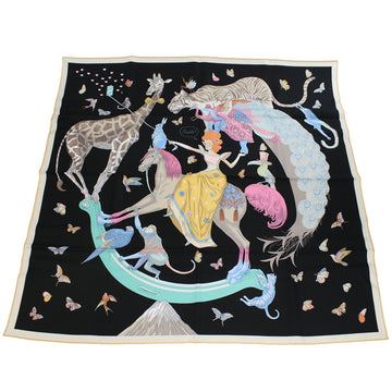 HERMES CARRE TWILL scarf muffler black multicolor ladies