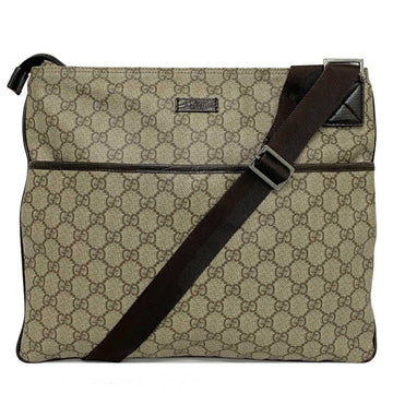 Gucci Shoulder Bag Beige Brown GG Supreme 141198 PVC Leather Canvas GUCCI Coated Women's Men's Unisex Genuine