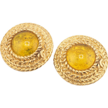 CHANEL Gripore Cocomark Colored Stone Earrings Gold Women's