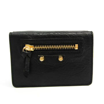Balenciaga Classic Mini 477455 Women's Leather Wallet (tri-fold) Black