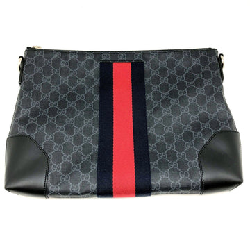 GUCCI Shoulder Bag 474139 Sherry Line PVC Leather Canvas Navy Red Silver Hardware Men's Women's