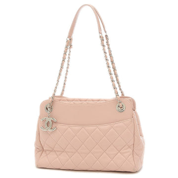 Chanel Matelasse Coco Mark Chain Shoulder Bag Tote Lambskin Pink