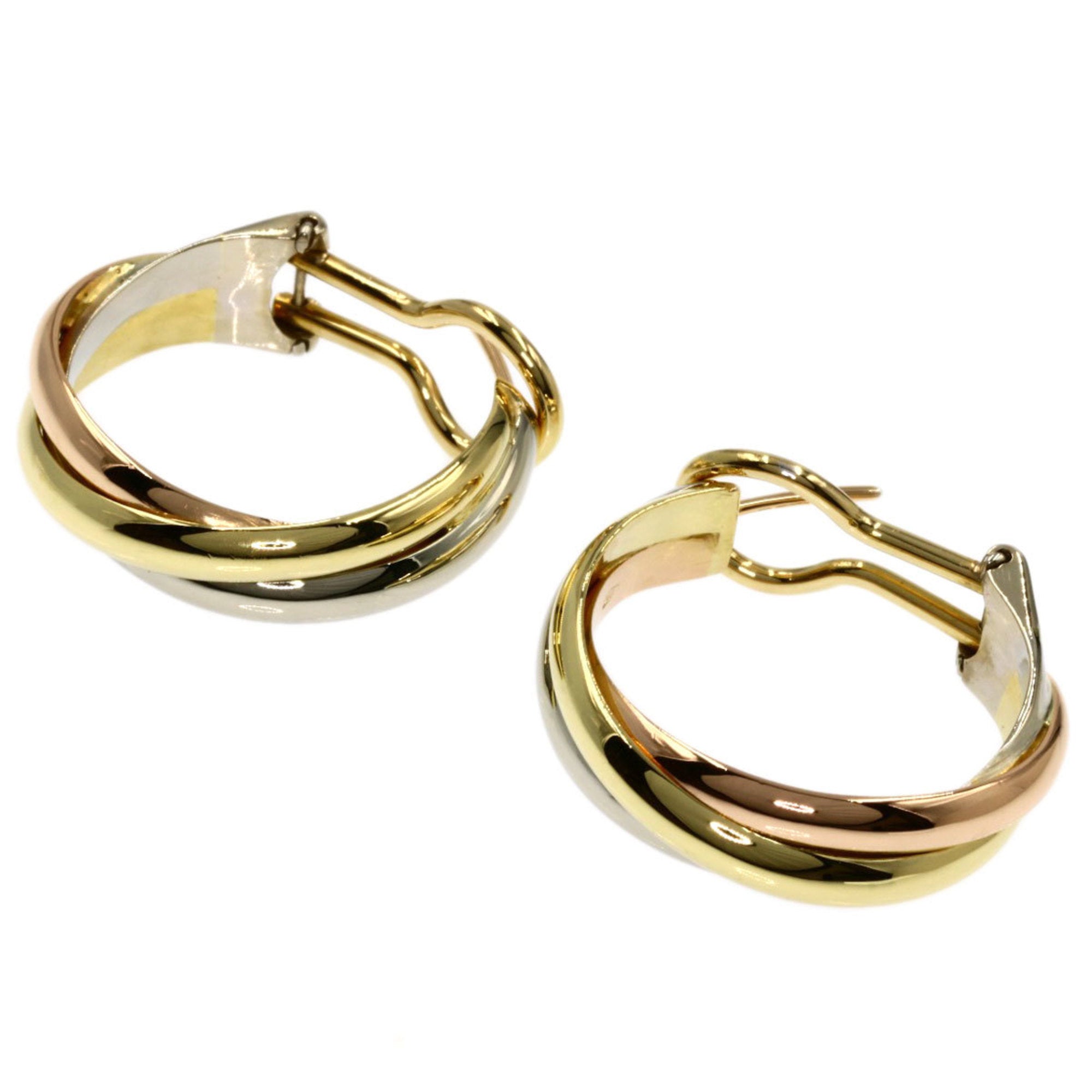 CARTIER Trinity Hoop Earrings K18 Yellow Gold/K18WG/K18PG Women's