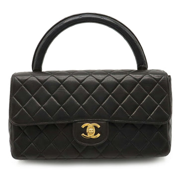 CHANEL matelasse handbag parent and child bag only leather black