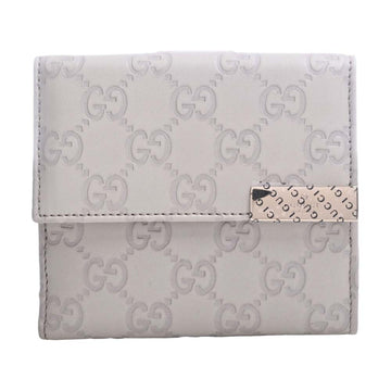 GUCCIsima Leather W Bifold Wallet 257015 White Ladies