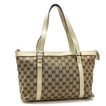 Gucci GG Canvas Abbey Tote Bag Shoulder x Leather Beige Ivory 141470 GUCCI Ladies Included