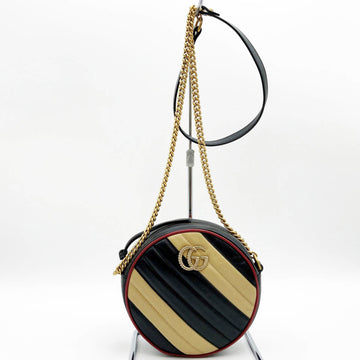 GUCCI GG Marmont Shoulder Bag Round Mini Chain Crossbody Beige Black Red Ladies Fashion 550154