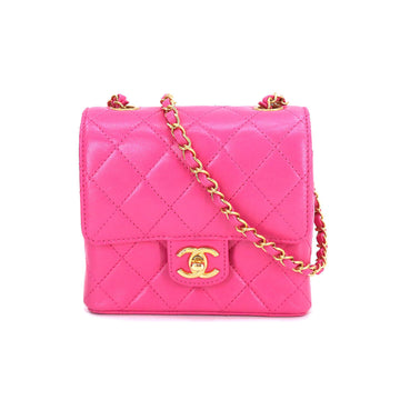 CHANEL Matelasse Chain Shoulder Bag Leather Pink Vintage Gold Hardware