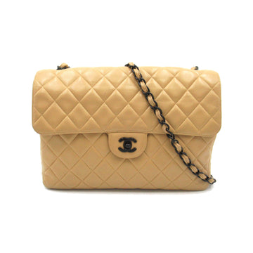 CHANEL Matelasse Plastic ChainShoulder Beige leather