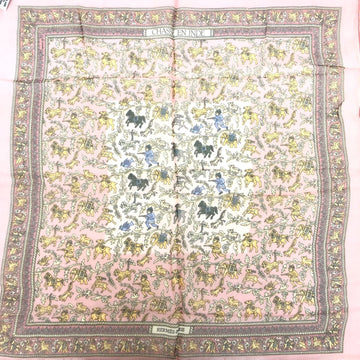 HERMES Handkerchief Petit Carre 40 CHASSE EN INDE Indian Hunting Pink Series Animal Multicolor France Silk Pocket Square See-Through Wedding Party Women's