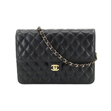 CHANEL matelasse chain shoulder bag leather black A03570 gold metal fittings Matelasse Bag