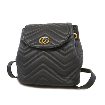 Gucci Backpack GG Marmont 528129 Leather Black Gold metal