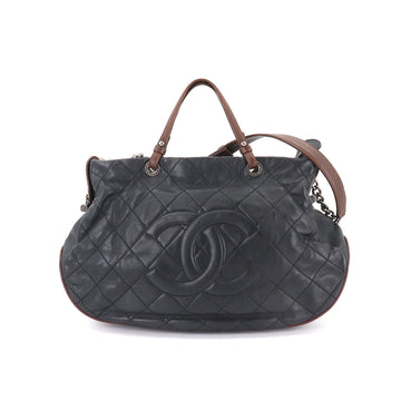 Chanel matelasse 2way Thoth chain shoulder bag leather black brown silver metal fittings Matelasse Bag