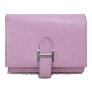 HERMES Bean Combine Tri-Fold Wallet Pink Mauve sylvestre Epsom leather