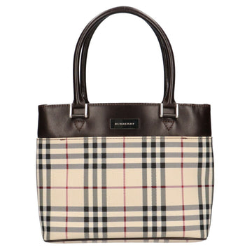 Burberry Nova Check Handbag Canvas Beige Ladies