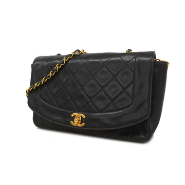 Chanel Matelasse Diana Flap Single Chain Lambskin Women's Leather Shoulder Bag Black