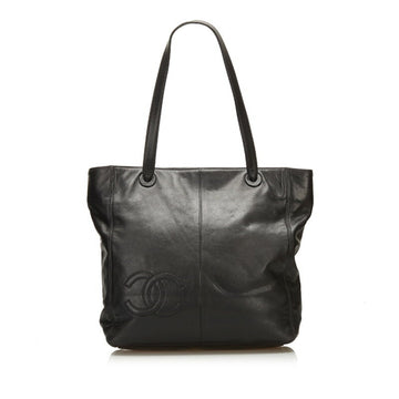 Chanel coco mark shoulder bag tote black leather ladies CHANEL