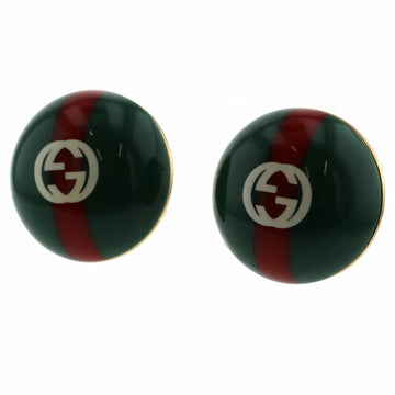 GUCCI Earrings Web Stripe Interlocking G Plated Resin Ladies