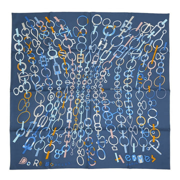 HERMES Carre 90 Scarf Do Re Boucles Blue Ardoise Ciel Silk