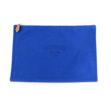 HERMES Pouch Multi Case Yachting GM Cotton Blue Silver Unisex