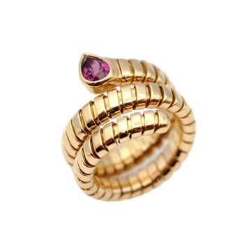 Bvlgari Tubogas 3 Row Ring About No. 11 Rubellite 750 K18YG Yellow Gold Women's Red Jewelry