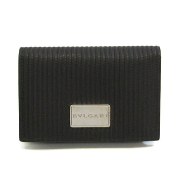 BVLGARI Millerige Leather Coated Canvas Card Case Black