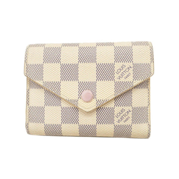 LOUIS VUITTON Trifold Wallet Damier Azur Portefeuille Victorine N64022 White Ladies