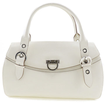 SALVATORE FERRAGAMO Gancini AB21-5322 Leather Off-White Ladies Handbag