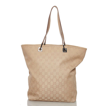 Gucci GG Canvas Tote Bag 31243 Beige Leather Ladies GUCCI