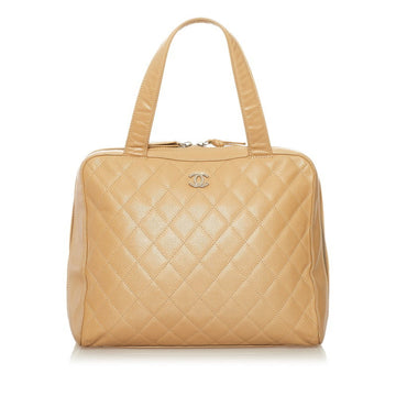 Chanel coco mark handbag tote bag beige caviar skin ladies CHANEL