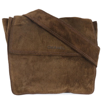 CHANEL logo A13144 suede brown ladies shoulder bag