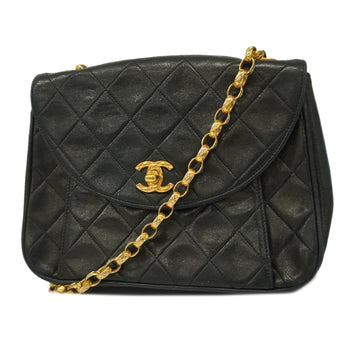 CHANELAuth  Matelasse Single Chain Women's Leather Shoulder Bag Black