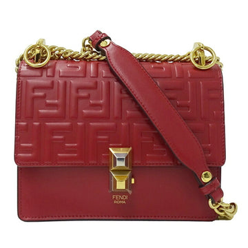 FENDI Bag Women's Brand Zucca Shoulder Leather Red 8M0381 Chain Small Compact Cute