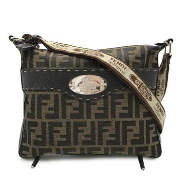 FENDI Selleria Zucca Pattern Shoulder Bag Crossbody Brown Nylon Ladies Fashion 8BT092