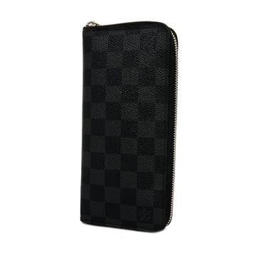 LOUIS VUITTONAuth  Damier Graphite Zippy Wallet Vertical N63095 Long Wallet