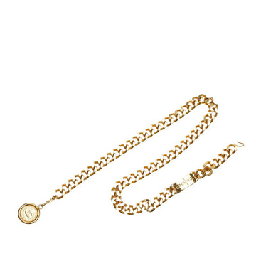 CHANEL Coco Mark Coin Chain Belt Gold Plated Ladies