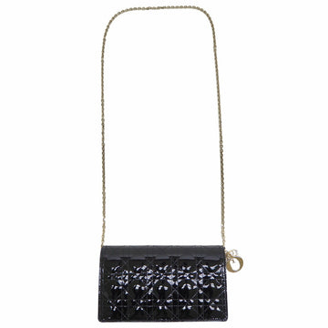 Christian Dior LADY DIOR Pouch Canage Patent Calfskin Black 2way Shoulder Bag S0204OVRB Purse Pochette